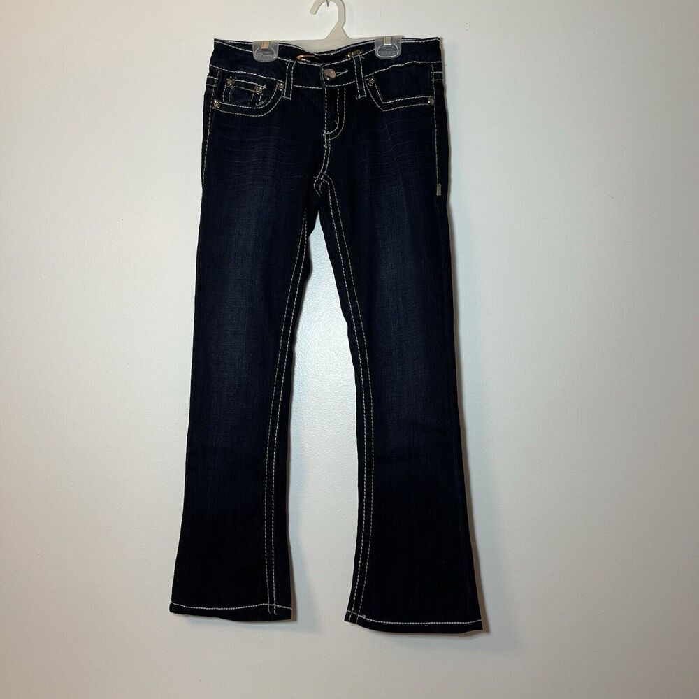 Seven 7 Boot‎ Low rise Jeans Women's Sz 28 Y2K Dark Wash Denim Embellished Bling